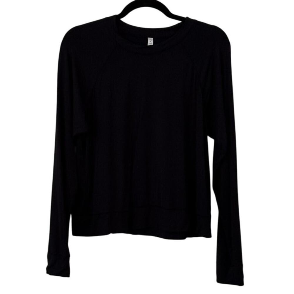 LIVELY Black Relaxed Fit Crewneck Long Sleeve Shirt Medium Layers Soft Lounge